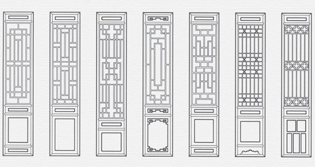 三都镇常用中式仿古花窗图案隔断设计图